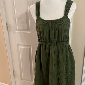 Sleeveless Olive Green Midi Dress
